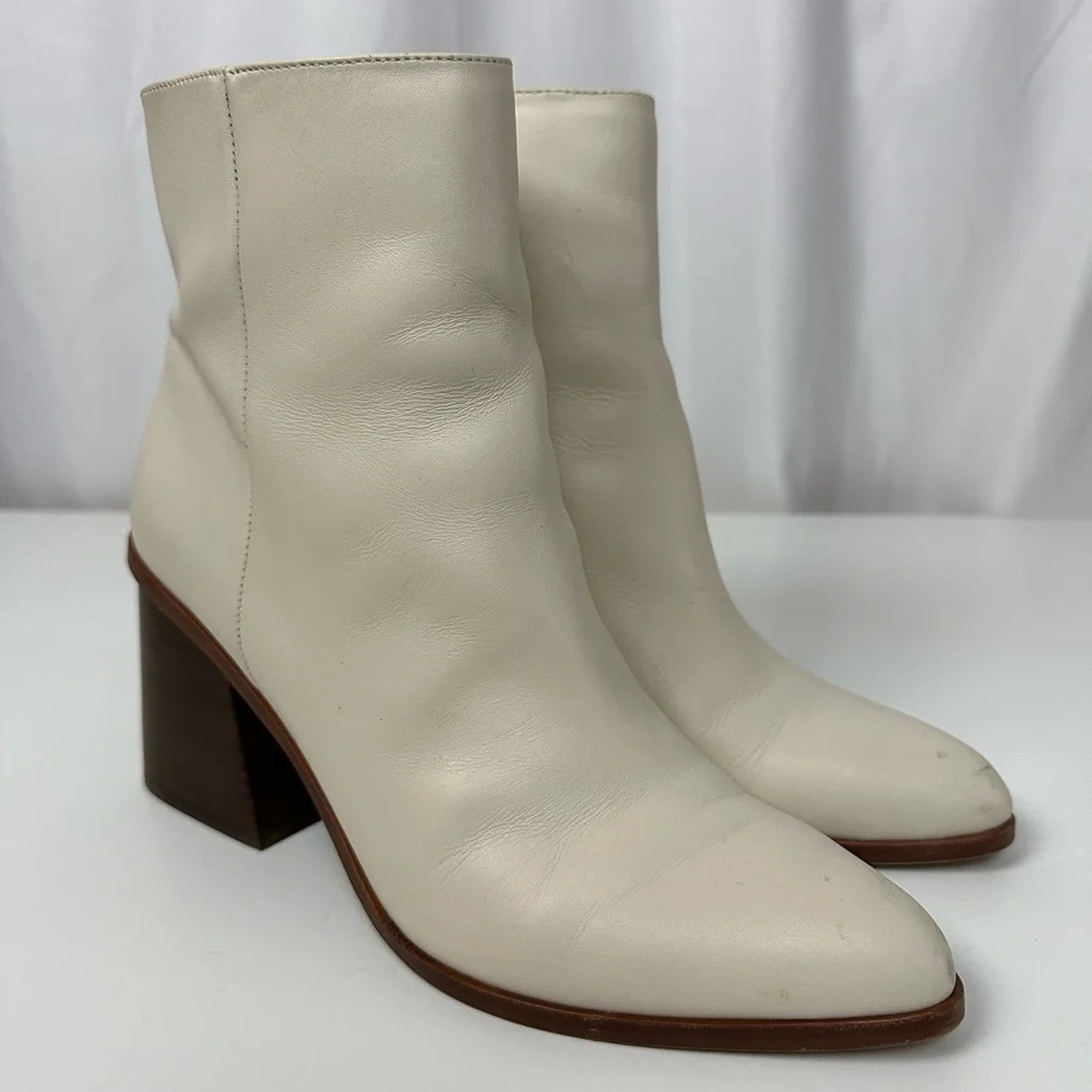 Dolce Vita Ivory Leather Ankle Boots Size 8 - Picture 6 of 9